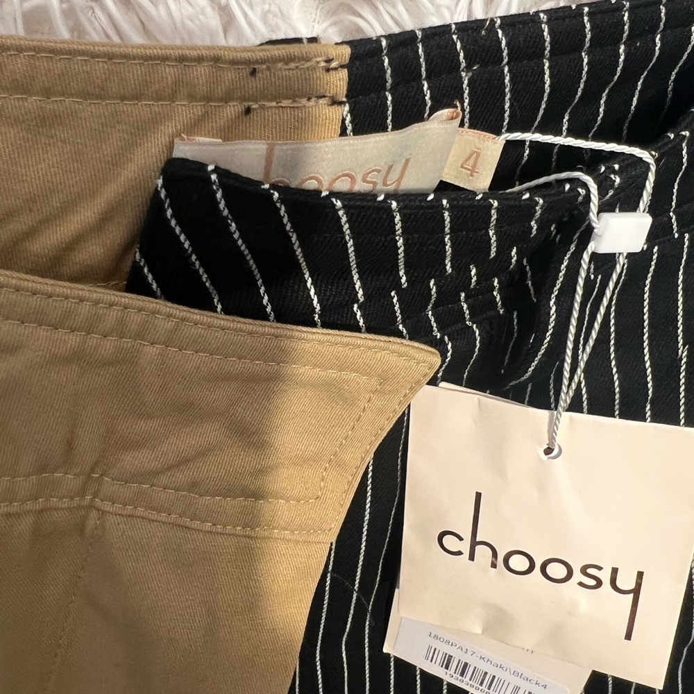 🖤🤎Choosy High Rise Straight Leg Cargo Jeans SZ 4 Cuffed Cropped Mixed Media🖤🤎NWT - Picture 11 of 13